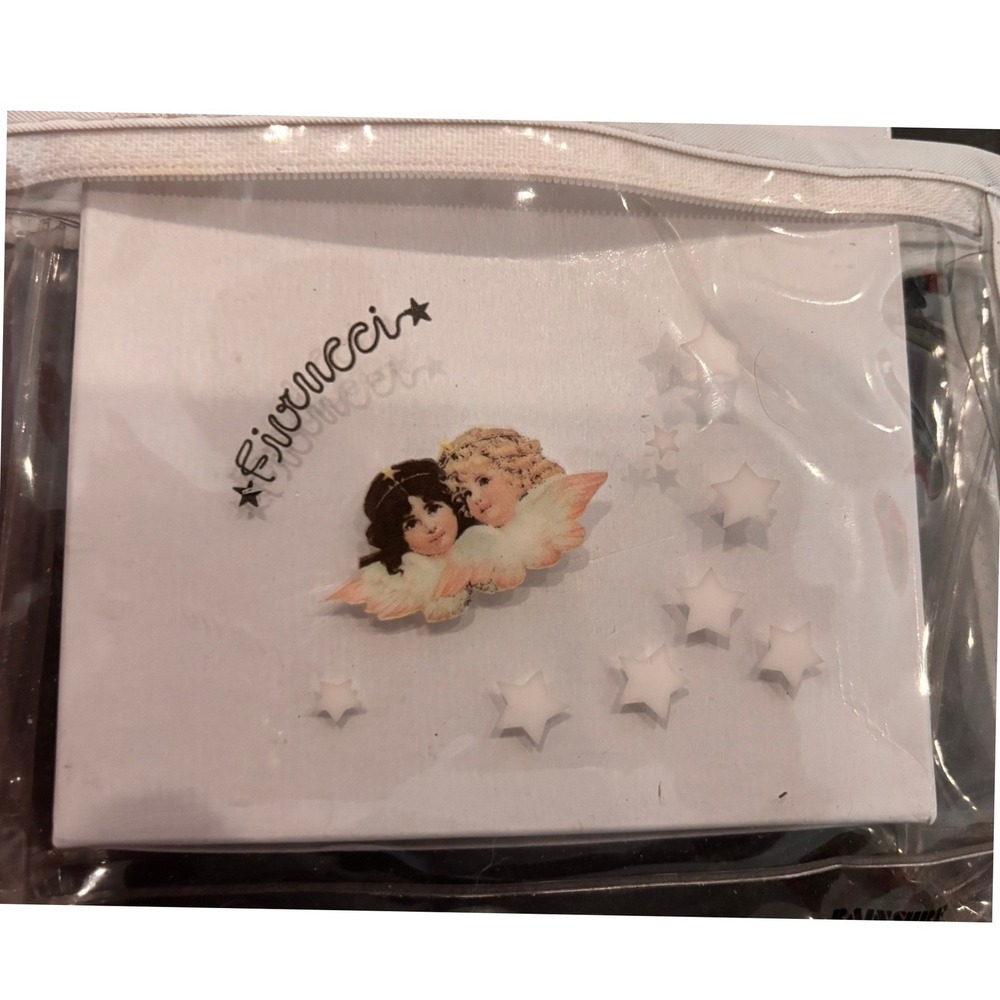 Fiorucci Clear Makeup Bag Cherub Angels Star Print Transparent Cosmetic Pouch